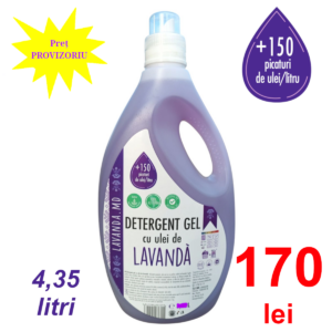 Detergent gel cu ulei de lavandă – 4,35 litri (volum utilizat temporar din cauza crizei de tară 3,25 litri)